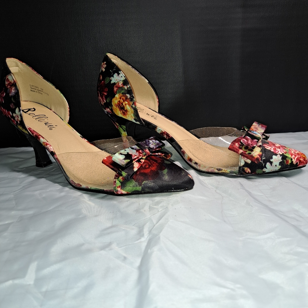 Bellini Pump - Floral-Print Satin Sz. 10